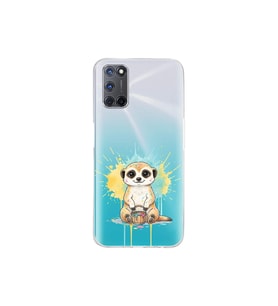 Oppo A92 ile Uyumlu Splash Mirket Tasarımlı Şeffaf Silikon Kılıf