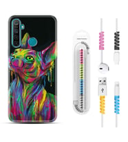 Realme 5i 5 Pro 6i 7 Pro 8 Kılıf Kablo Koruma Spiral Silikon Color Cat 1754