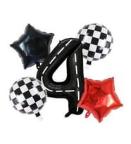 Siyah Yarış Pisti Damalı 4 Yaş Folyo Balon Set
