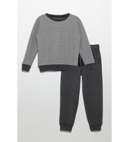 Çizgili Sweatshirt Jogger Koyu Gri Alt Üst Takım