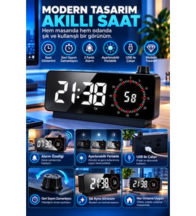 HyMark Görsel Zamanlayıcı LED Şarj Edilebilir Dijital Çalar Saat