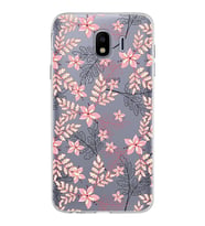 Samsung Galaxy J4 Kapak Floral Kırmızı Tasarımlı Şeffaf Silikon Kılıf