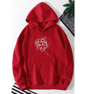 Unisex Woman one line Baskılı Sweatshirt (A.Kırmızı)