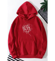 Unisex Woman one line Baskılı Sweatshirt (A.Kırmızı)