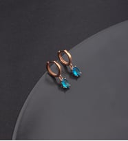 925 Ayar Gümüş Aquamarine Taşlı Sallantılı Küpe