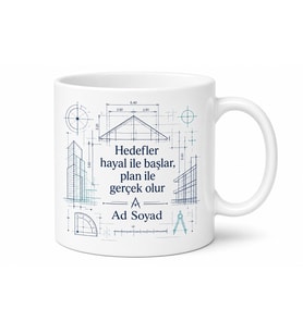 Kişiye Özel Plan Proje Temalı Baskılı Kupa Bardak Hediye