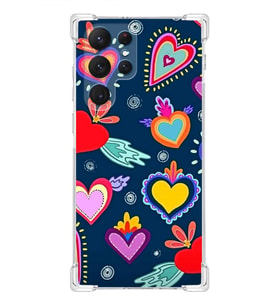 PrintiFy Samsung Galaxy S21 Ultra Uyumlu Retro Color 3 Baskılı Şeffaf Köşe Korumalı Antişok Kılıf