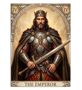Taçlı ve Zırhlı Kral The Emperor Kartı Dekoratif Kanvas - Mdf Ahşap Tablo