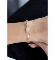 Goldium Altın Ataç Zincirli Baget Bileklik (Sarı)