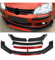 Vw Golf 5 Kırmızı Renkli Şeritli Dilli Ön Lip 4 Prç Parlak Siyah ABS