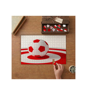 Kırmızı Beyaz Futbol Topu Tasarımı 240 parça Ahşap Puzzle Ahşap Kutuda MP00802