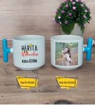 Harita Mühendisi Kupa Bardak Fotoğraflı T Mavi Kulplu Mühendisler Günü Hediye