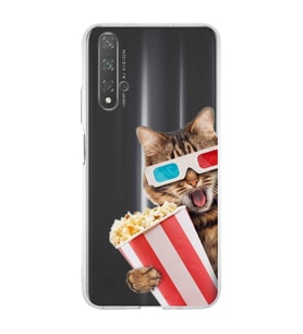 PrintiFy Huawei Nova 5T ile Uyumlu 1mm Slim Fit Kedi 1 050b Baskılı Şeffaf  Kılıf