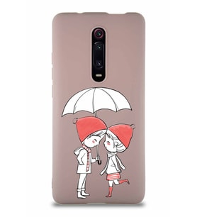 Xiaomi Redmi K20 Pro Soft Premier Kapak Aşk Tasarımlı Silikon Kılıf - Pudra (Şeffaf)