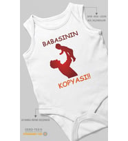 Babasının Kopyası Baskılı Bebek Zıbını – Çıtçıtlı Body  %100 Pamuk Sıfır Kol (Beyaz)