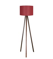 Tripod Abajur Yuvarlak Kumaş Bordo Başlık Kahve Ayak LY536