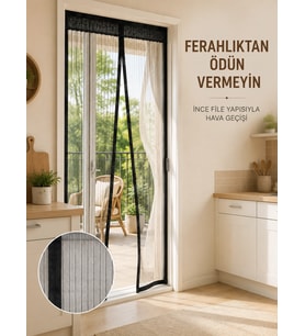 Siyah Mıknatıslı Kapı Sinekliği Sinek Ve Böceklere Karşı Koruyucu File
