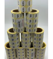 BEDEN ETİKETİ 20 MM YUVARLAK BASKILI ( XS,S,M,L,XL,2XL,3XL,4XL,5XL,6XL) ARASI 1000 ADET