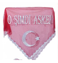 Çiçekli Kına Gelin Yüz Örtüsü ve Eldiven Set-