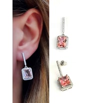 Sky Diamond Pink Morganit Taşlı 925 ayar Gümüş Lüks Küpe