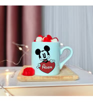 Mickey Mouse Tasarımlı Kişiye Özel Yeşil Türk Kahvesi Fincanı