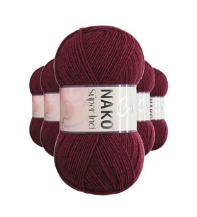 5 Adet Süper İnci El Örgü İpi 100 gr Bordo 999