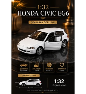 1:32 Ölçek Açılabilir Kapılı Honda Civic EG6 Diecast Oyuncak Araba 11.5 cm