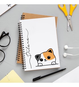 Sevimli Kedi Baskılı Defter Kişiye Özel