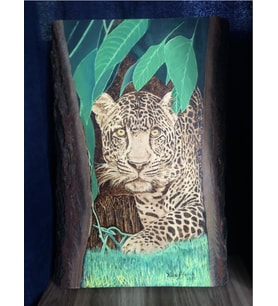 El  yakması ahşap tablo (Leopar)