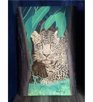 El  yakması ahşap tablo (Leopar)