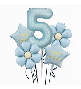 Mavi Happy Birthday 5 Yaş Folyo Balon Set