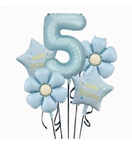 Mavi Happy Birthday 5 Yaş Folyo Balon Set