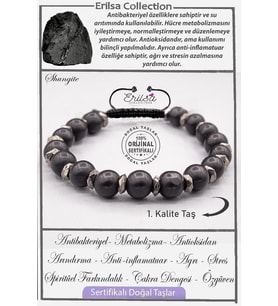 Sertifikalı AAA+ Kalite Gerçek Terahertz - Şungit (Shungite) Taşı Bileklik (Siyah)