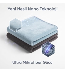 Velvet Soft Süper Emici Kadife Doku Mikrofiber Bez 2'li Set Açık Mavi - Gri 40x40 cm