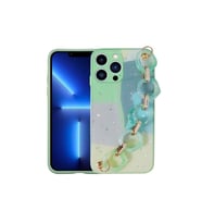 Apple iPhone 12 Pro Max Uyumlu Kılıf Simli Desenli El Askılı Tutacaklı Zore Elsa Silikon Kapak (Açık Yeşil)