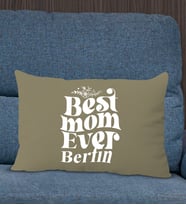 BK Gift Kişiye Özel İsimli Anneler Günü Tasarımlı Premium Kumaş Haki Dikdörtgen Kırlent Yastık, Anneler Günü Hediyesi, Ev Dekorasyonu-1