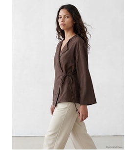 LCW Modest Kahverengi V Yaka Modal Karışımlı Kadın Kimono