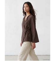 LCW Modest Kahverengi V Yaka Modal Karışımlı Kadın Kimono