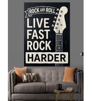Rock And Roll Gitar Poster Dekoratif Kanvas - Mdf Ahşap Tablo