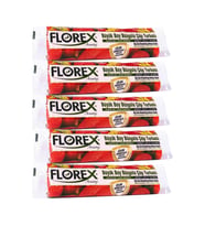 Florex 60 Litre Büzgülü Çilek Kokulu Çöp Torbası Poşeti / 65 x 70 Cm. - 10x5 Rulo / Paket (Kırmızı)