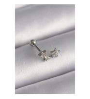 316L Çelik Gümüş Renk Zirkon Taşlı Yıldız Tragus Piercing - TJ-PR1245 TG-V 7550