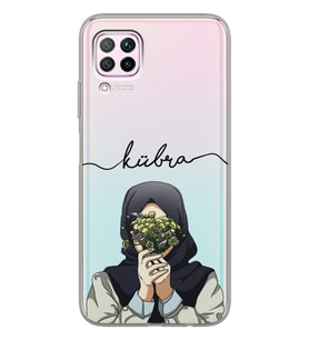 Huawei Çiçekli Kız Tasarımlı Şeffaf Telefon Kılıfı