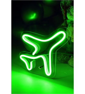Neon Led Işıklı Uçak Şeklinde Çocuk Odası Tablosu 16x16 cm (Krem)