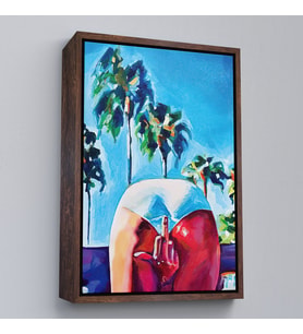 Çerçeveli Bacaklarının Arasından Orta Parmak İşareti Yapan Kadın Tablosu (Kahverengi)