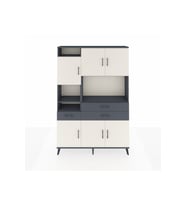 Arges Dolap 9 Raflı 3 Çekmeceli 6 Kapaklı 132x30x195 Antrasit-Aytaşı/Antrasit