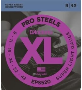 D'Addario EPS520 XL ProSteels Elektro Gitar Tel Seti - 09-42 Super Light (Profesyonel) Paslanmaz Çelik ile Keskin ve Crunchy Tonlar, Esnek Çalım ve Paslanmaya Karşı Dayanıklılık