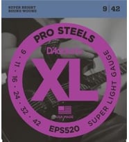 D'Addario EPS520 XL ProSteels Elektro Gitar Tel Seti - 09-42 Super Light (Profesyonel) Paslanmaz Çelik ile Keskin ve Crunchy Tonlar, Esnek Çalım ve Paslanmaya Karşı Dayanıklılık