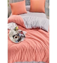More Home  Çift Kişilik Nevresim Seti + Yastık Kılıfı Somon Gri