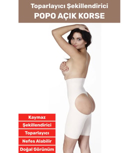 Özel Üretim İz İç Göstermez Kaymaz Sıkılaştırıcı Toparlayıcı Popo Açık Korse (Bej)