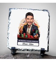 Kişiye Özel Hediye Karikatürlü Erkek Poker Oyuncusu Dekoratif Taş